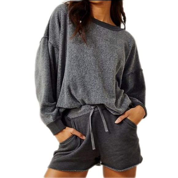 Free People Tops - Free People Kelly Lounge 2 Piece Lounge Set in Washed Black